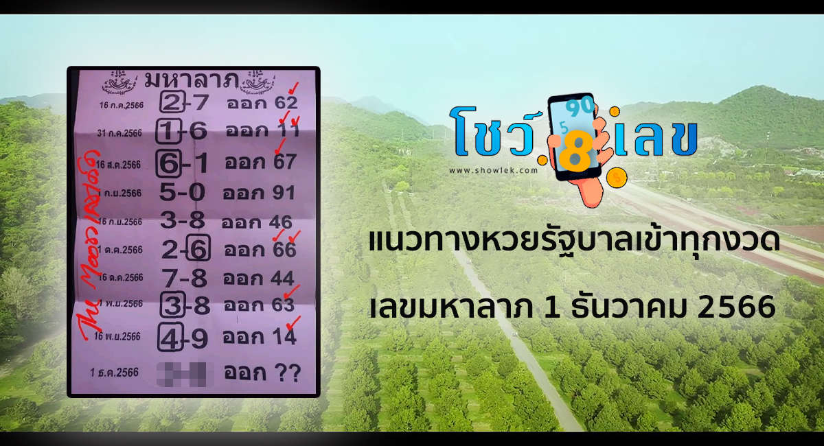 เลขมหาลาภ 1 12 66 แนวทางหวยรัฐบาลเข้าทุกงวด คอหวยไม่ควรพลาดเด็ดขาด รีบจดด่วน!! ที่ showlek.com