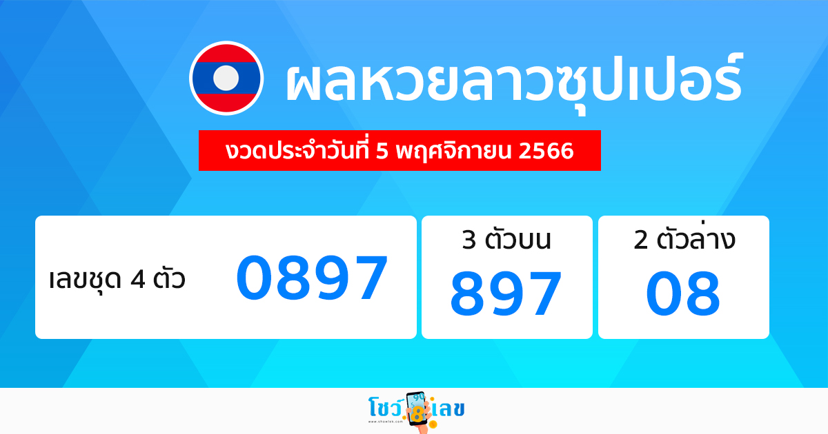 ผลหวยลาวซุปเปอร์ 5/11/66-"Lao Super Lottery results"