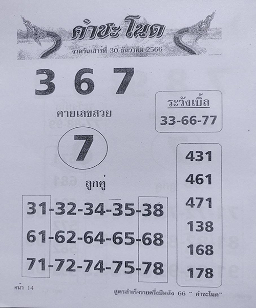 คำชะโนด 30 12 66 -"Khamchanot 30 12 66"