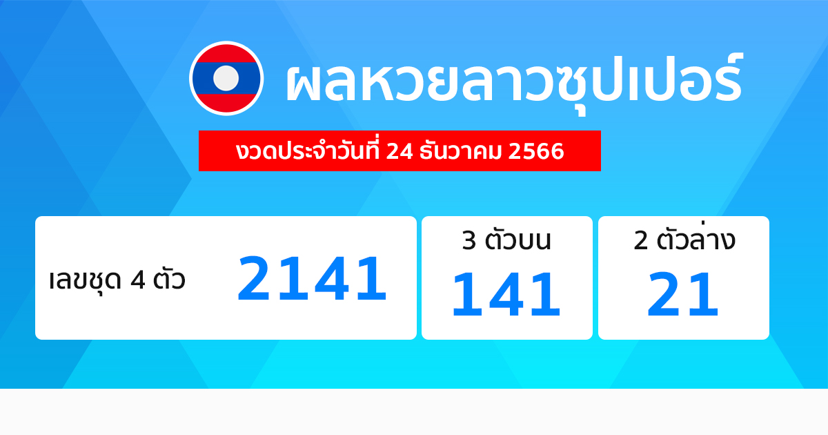 ผลหวยลาวซุปเปอร์ 24/12/66-"Lao Super Lottery results 24/12/66"