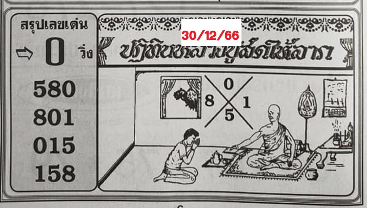 ปฏิทินหลวงปู่สด 30 12 66 -"Luang Pu Sod calendar 30 12 66"
