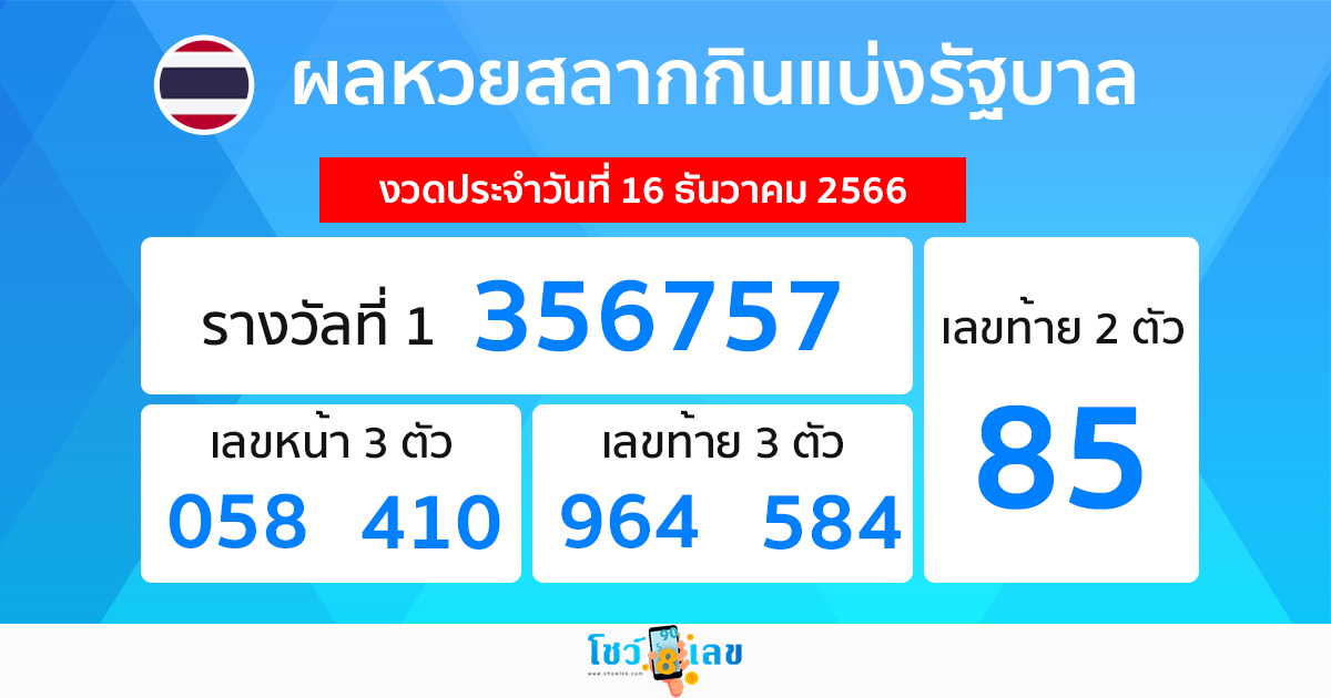 ผลหวยรัฐบาลไทย -"Thai government lottery results "