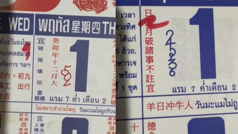 ปฏิทินจีน 1 ก.พ.67 -"Chinese calendar 1 Feb. '24"