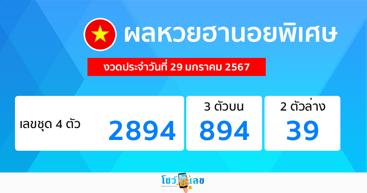 ผลหวยฮานอยพิเศษ 29/1/67-"special-hanoi-lottery-results 29-1-67"