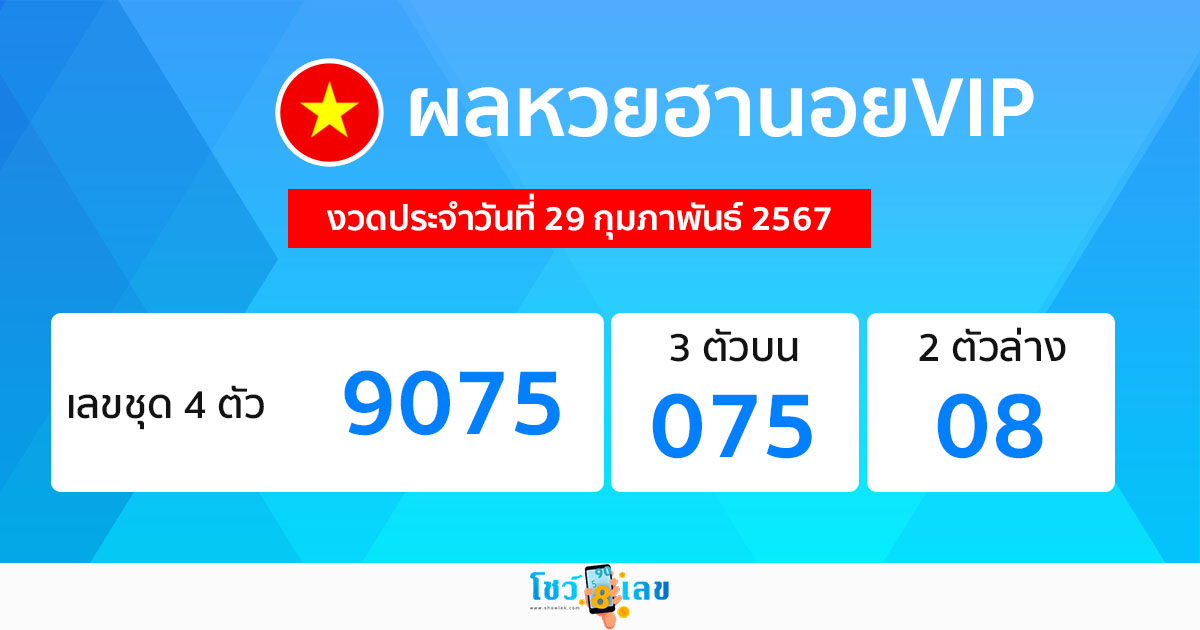 ผลหวยฮานอยVIP 29/2/67-"Hanoi lottery results VIP-29-2-67v"