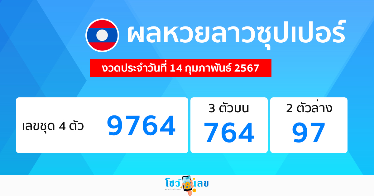 ผลหวยลาวซุปเปอร์ 14/02/67-"Lao Super Lottery results 14-2-67"