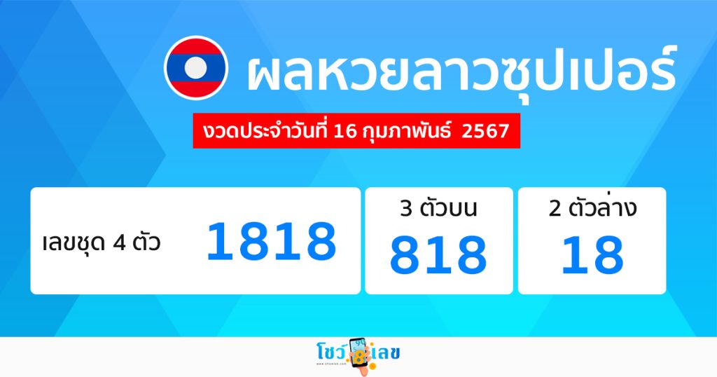ผลหวยลาวซุปเปอร์ 16/02/67 - "Lao Super Lottery results"