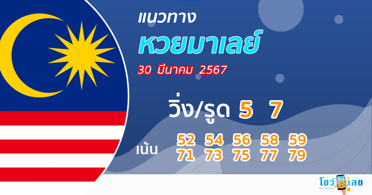 แนวทางหวยมาเลย์ 30/3/67 -"Malaysian lottery guidelines 30/3/67"