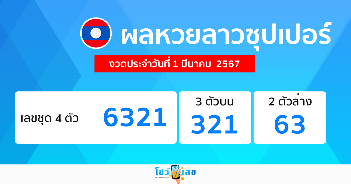 ผลหวยลาวซุปเปอร์ 1/03/67 - "Lao Super Lottery results 1 3 67"