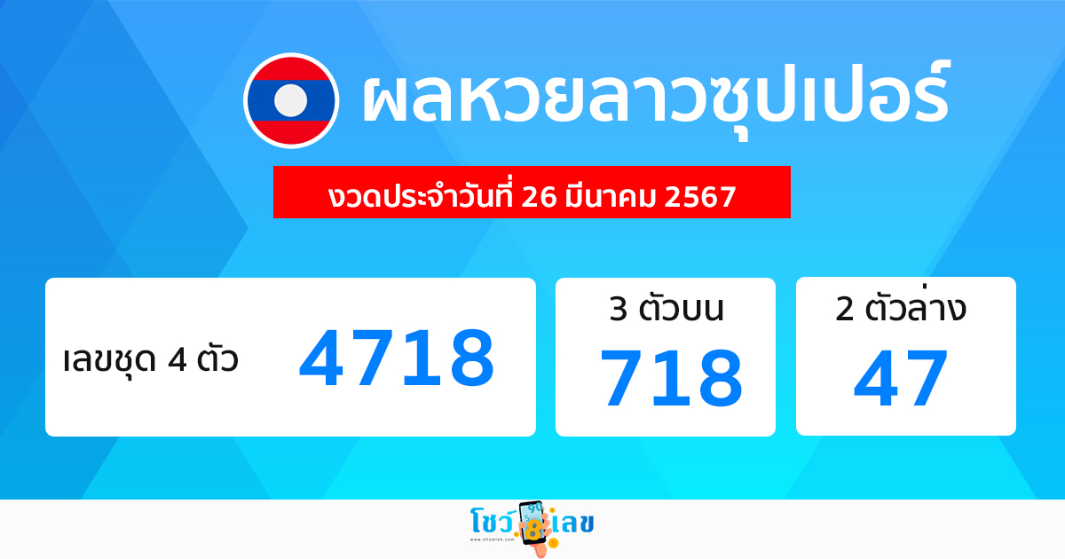 ผลหวยลาวซุปเปอร์ 26/03/67 -"Lao Super Lottery results 26/03/67"