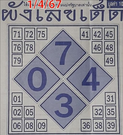 ผังเลขเด็ด 1 4 67 -"Lucky number chart 1 4 67"