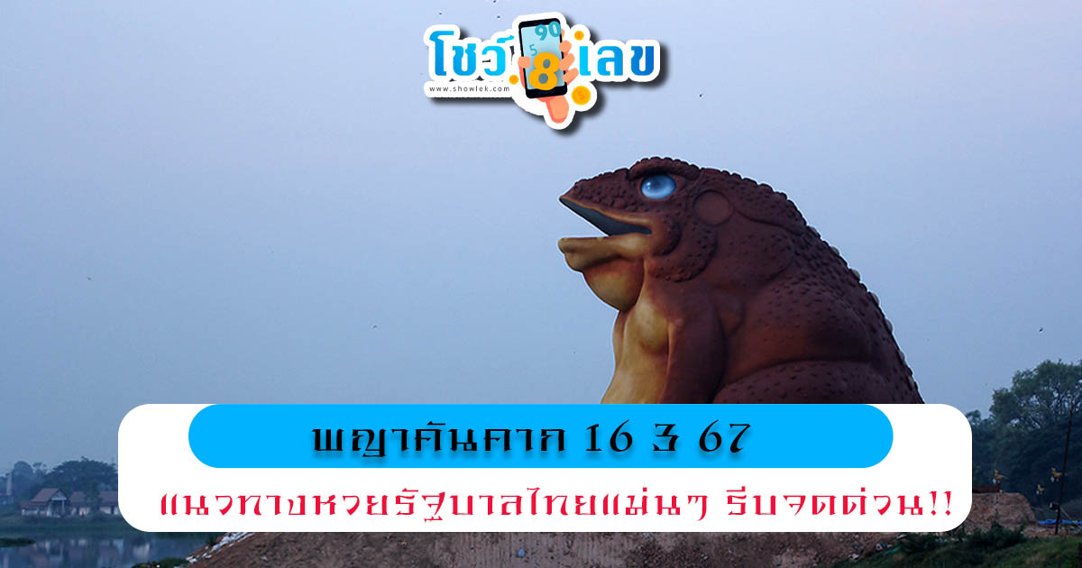 พญาคันคาก 16 3 67 คอหวยห้ามพลาดส่องเลขเด็ด แนวทางหวยรัฐบาลไทยแม่นๆ รีบจดด่วน!!