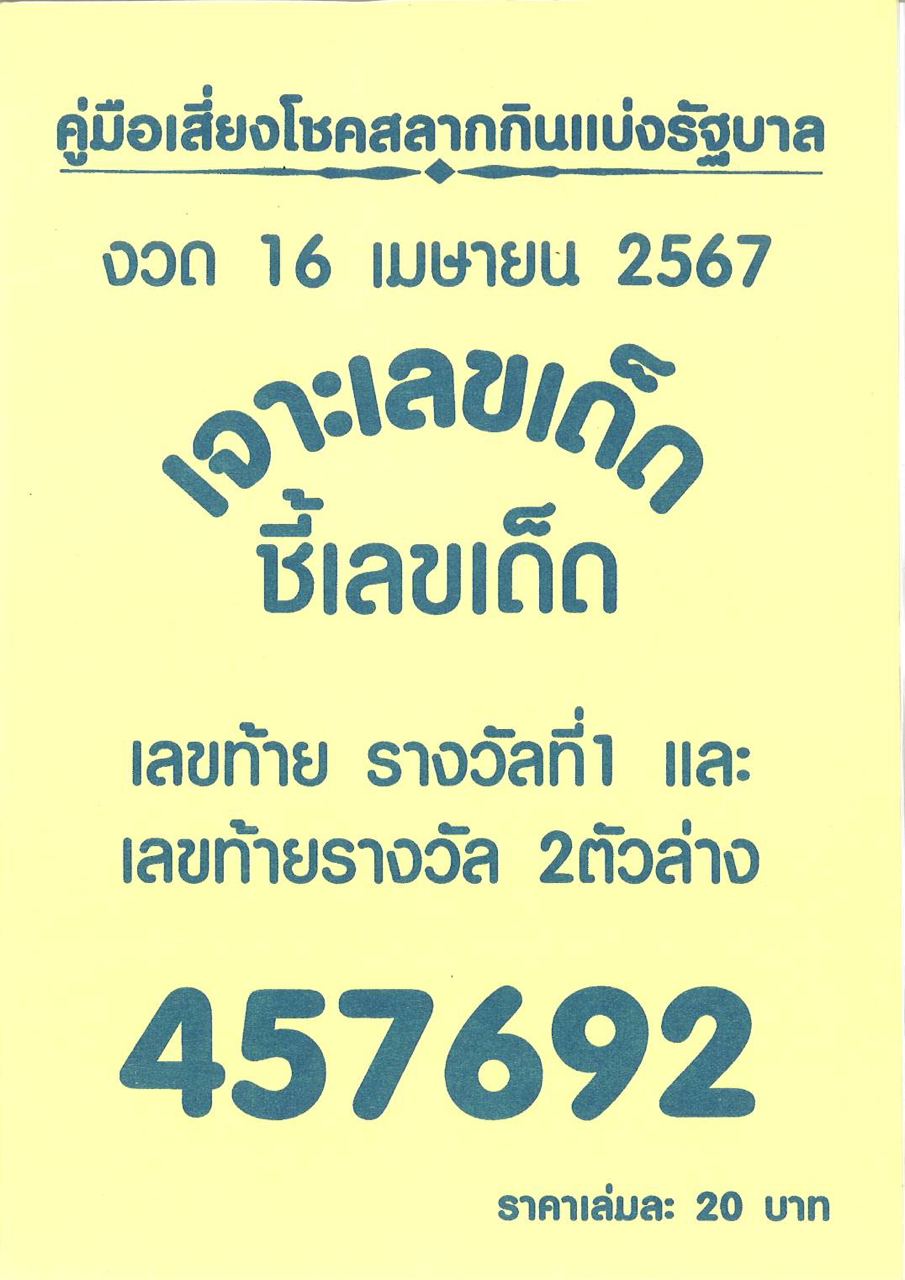 เจาะเลขเด็ด 16 4 67 -"Lucky number punch 16 4 67"