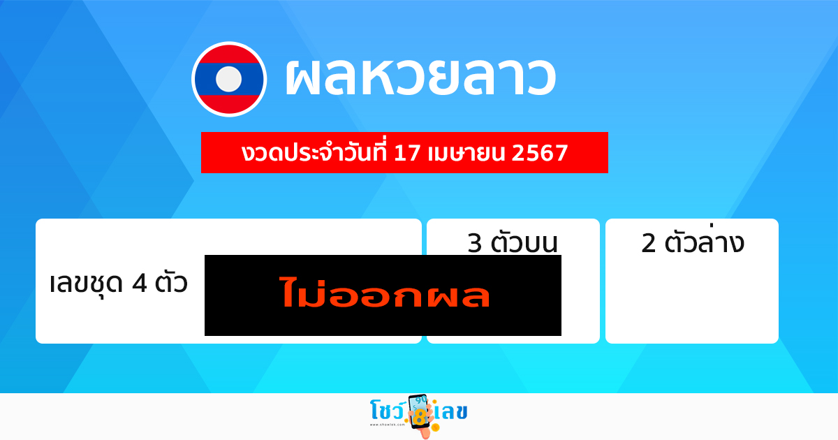 ผลหวยลาว 17/04/67 -"Lao lottery results 17/04/67"