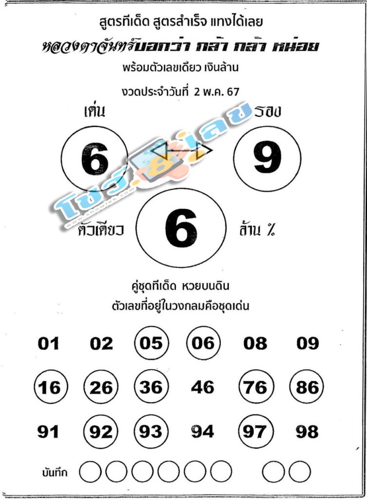 เลขหลวงตาจันทร์ 2 5 67 - "Luang Ta Chan number 2567"