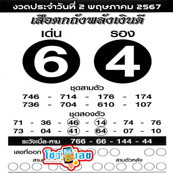 เสือตกถัง 2 5 67-"Suea Tok Tang lottery, good money power"