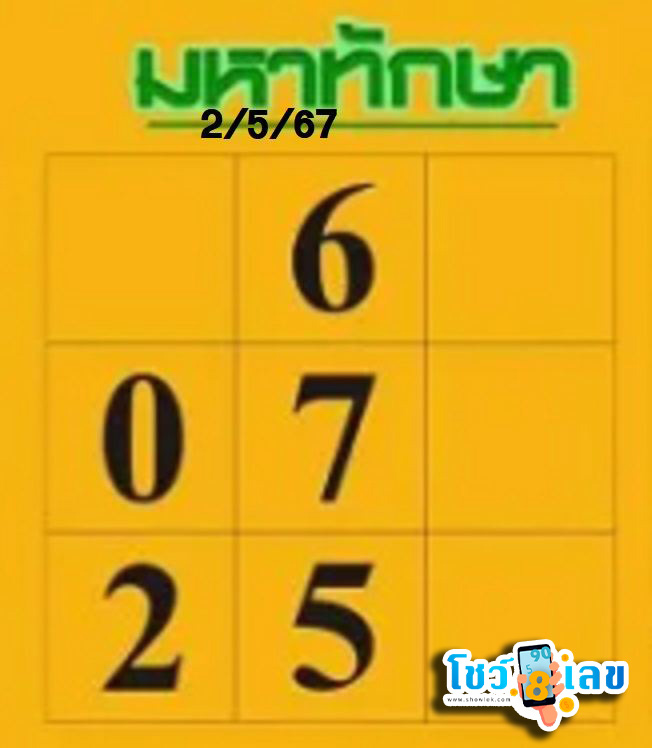 หวยมหาทักษา 2 5 67-"Mahataksa lottery"