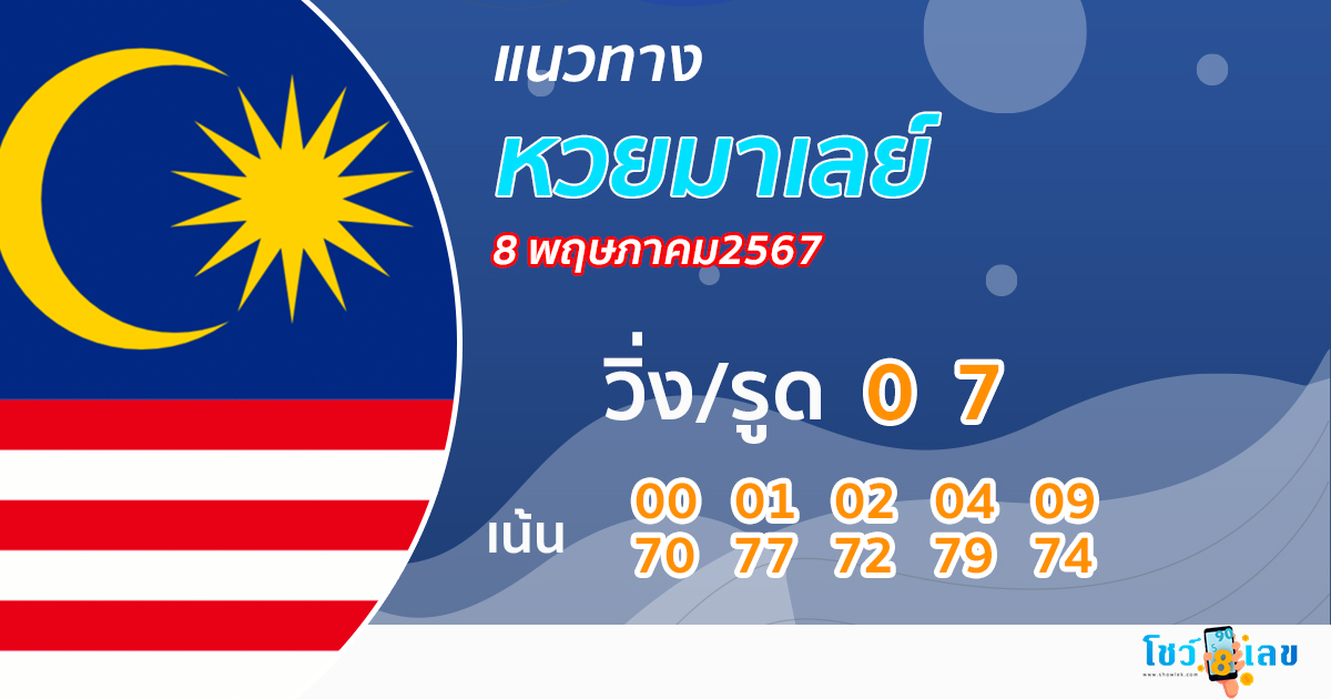 แนวทางหวยมาเลย์ 8/05/67-"Malaysian lottery guidelines 8/05/67"