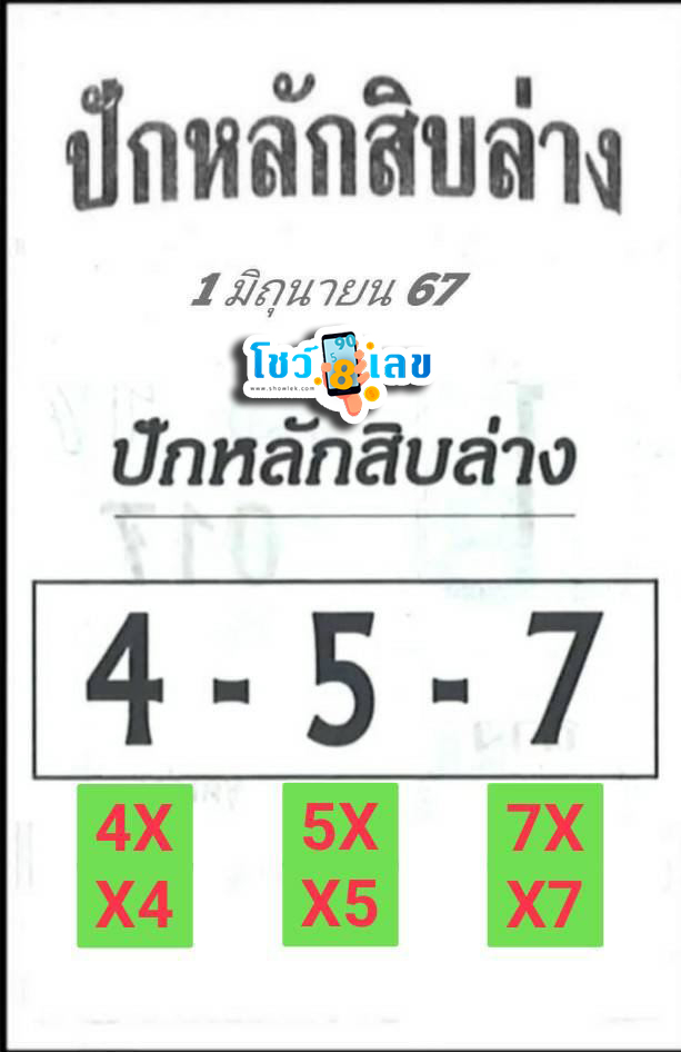 เลขปักหลักสิบล่าง1 6 67-"The bottom ten digits are 1 6 67"