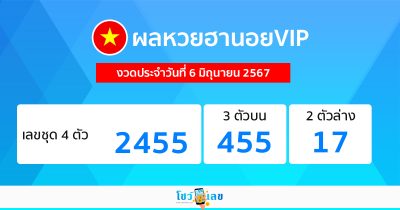 ผลหวยฮานอยVIP 6/06/67-"Hanoi VIP lottery results 6-06-67"