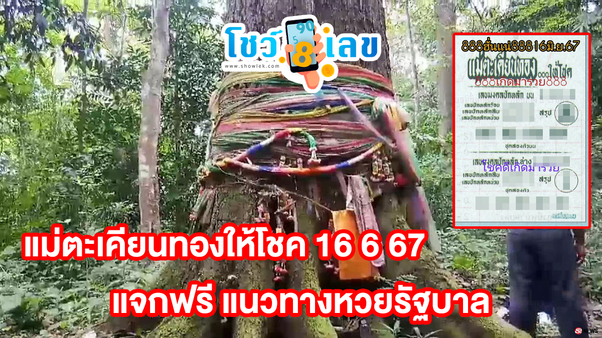 แม่ตะเคียนทองให้โชค 16 6 67 คอหวยห้ามพลาด!! แจกฟรี แนวทางหวยรัฐบาล ให้คอหวยทุกท่านได้นำไปลุ้นโชคกัน