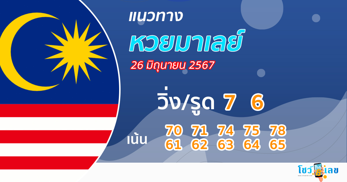 แนวทางหวยมาเลย์ 26/06/67-"Malaysian lottery guidelines 260667"