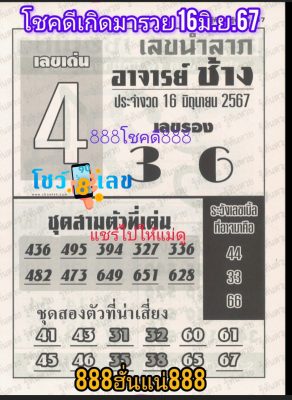 เลขอาจารย์ช้าง 16 6 67-"Master Chang's number 16 6 67"