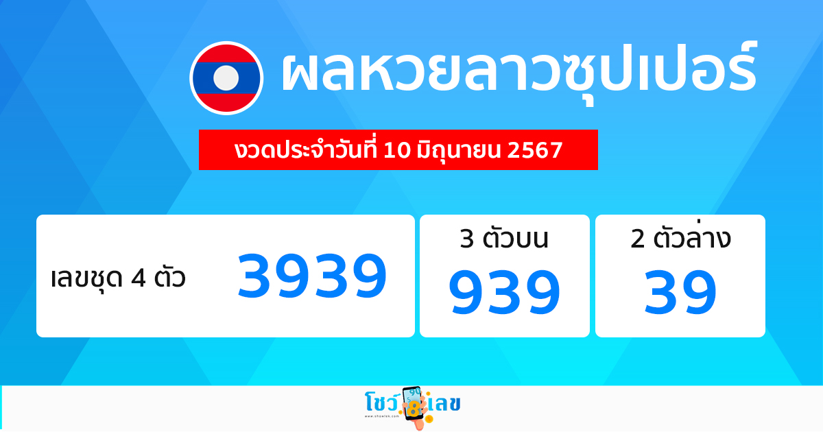 ผลหวยลาวซุปเปอร์ 10/06/67-"lao-super-lottery-results"