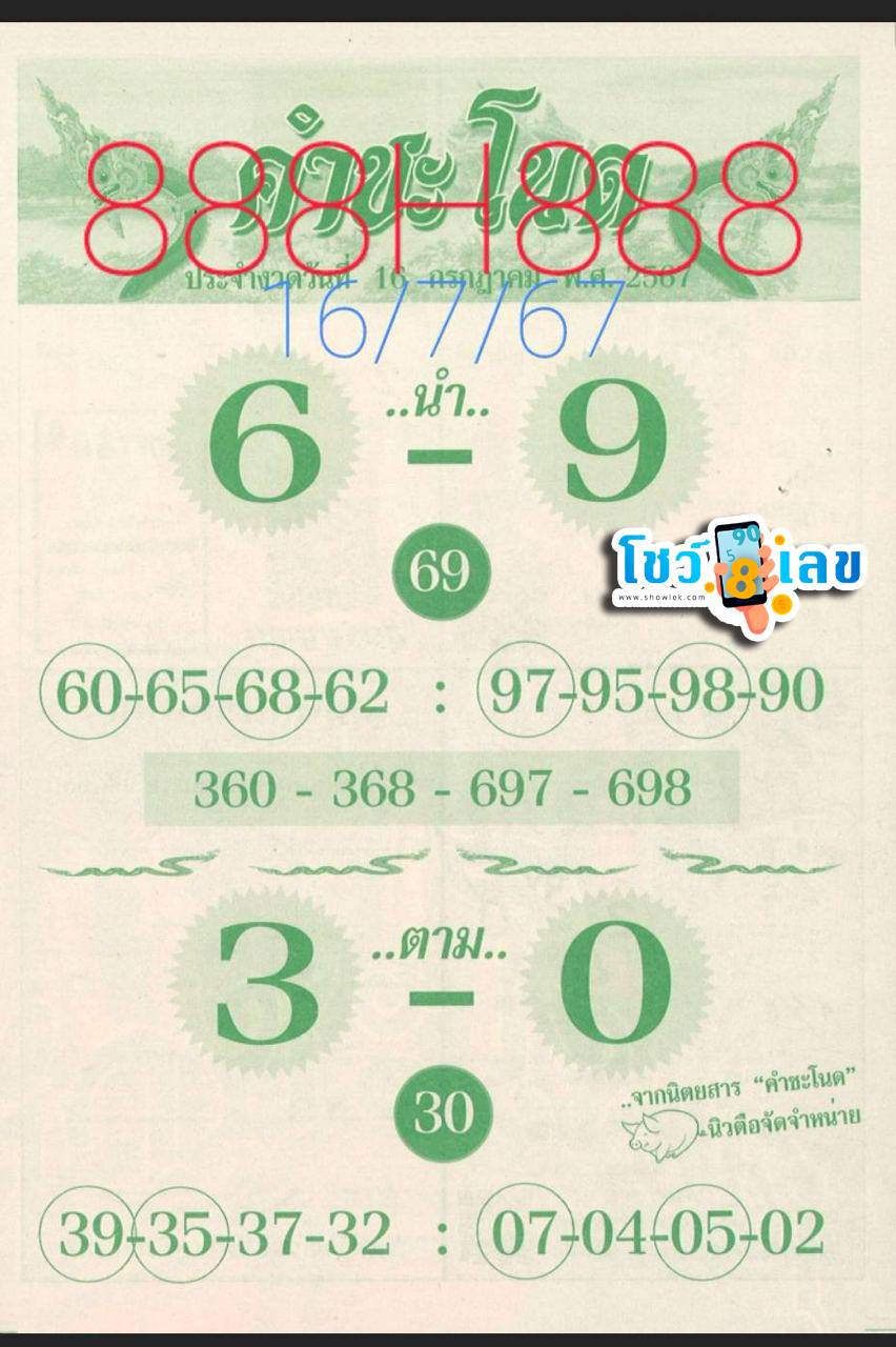 เลขคำชะโนด 16 7 67-''Khamchanot number 16 7 67''