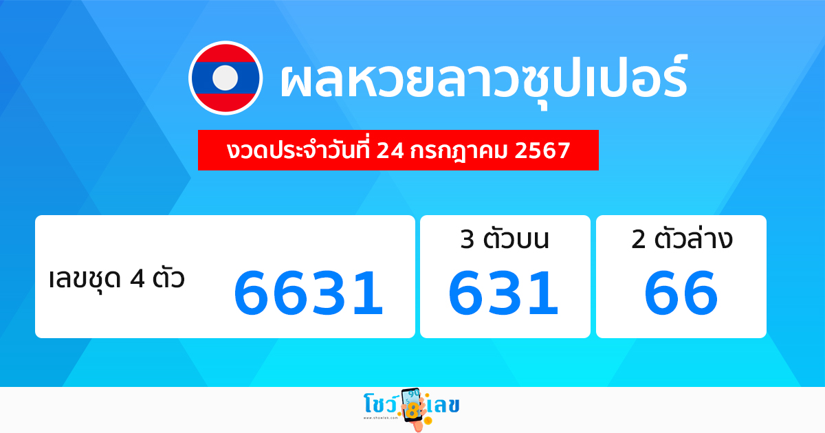 ผลหวยลาวซุปเปอร์ 24/07/67-"Lao Super Lottery results 24/07/67"