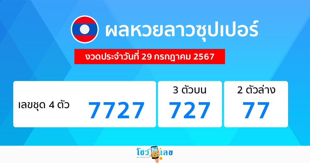 ผลหวยลาวซุปเปอร์ 29/07/67-"Lao Super Lottery results 29/07/67"