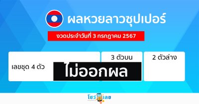 ผลหวยลาวซุปเปอร์ 3/07/67-"Lao Super Lottery results 3-07-67"