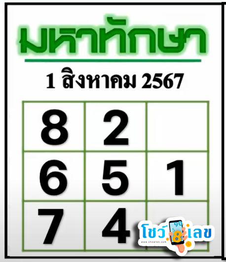 เลขมหาทักษา 1 8 67 -"Mahathaksa number 1 8 67"