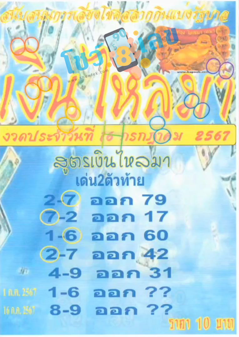 เงินไหลมา 16 7 67-"Money flowing in"