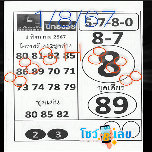 เลขปักธงชัย ชุดล่าง-"Pak Thongchai numbers, lower set"
