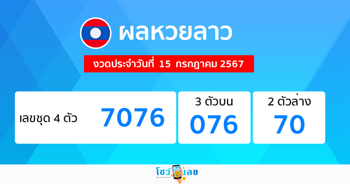 ผลหวยลาว 15/07/67 อัปเดตผลหวยลาว ຫວຍລາວພັດທະນາ หวยออนไลน์ ก่อนใคร ได้ที่นี่ !!!