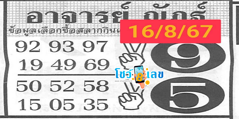 เลข อ.ณัฐฏ์ 16 8 67 -"Lucky number Achan Nat"