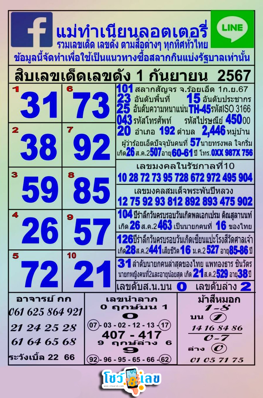 เลขแม่ทำเนียน 1 9 67-''Mae Tam Nian's number 1 9 67''