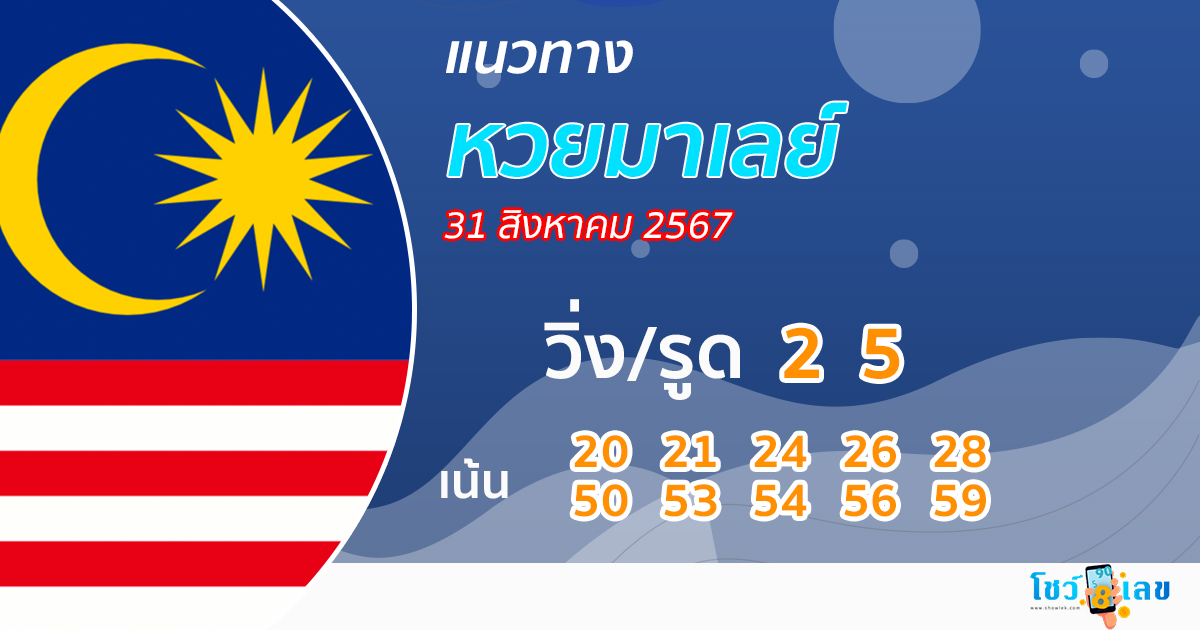 แนวทางหวยมาเลย์ 31/08/67-"Malaysian lottery guidelines 31-08-67"