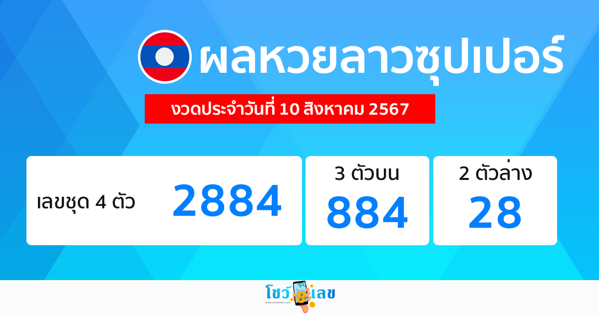 ผลหวยลาวซุปเปอร์ 10/08/67-"lao-super-lottery-results"