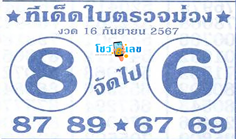 ทีเด็ดใบตรวจม่วง 16 9 67-"Purple check sheet tips 16 9 67"