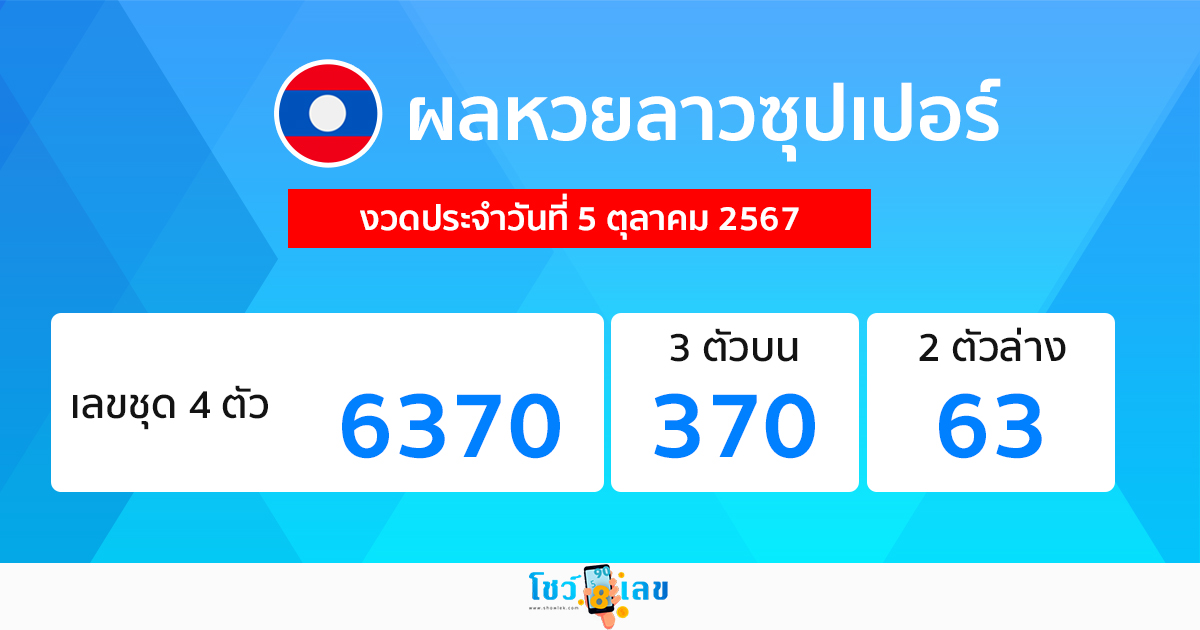 ผลหวยลาวซุปเปอร์ 5/10/67-"Lao Super Lottery results 5-10-67"