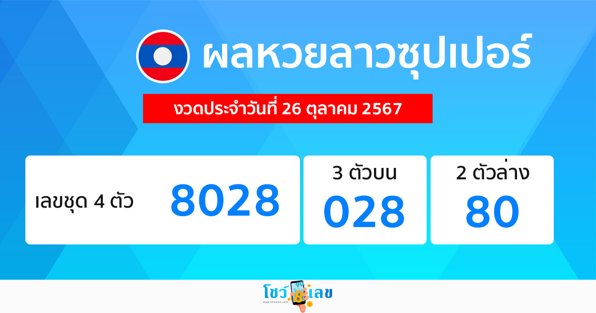 ผลหวยลาวซุปเปอร์ 26/10/67 - "Lao super lottery live"