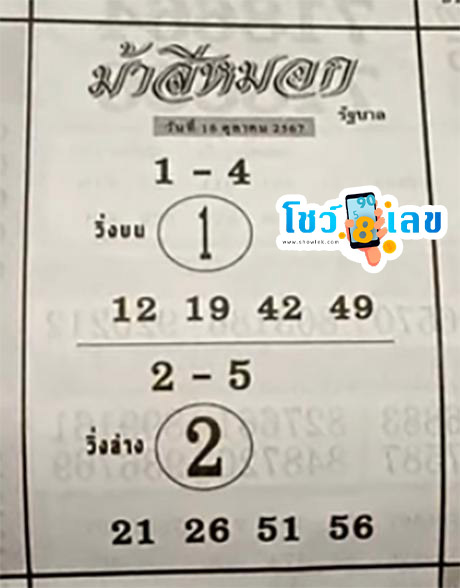 ม้าสีหมอก 16 10 67-"Ma Si Mok 16 10 67"