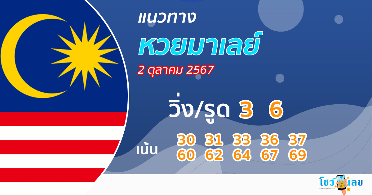 แนวทางหวยมาเลย์ 2/10/67-''Malaysian lottery guidelines 2/10/67''