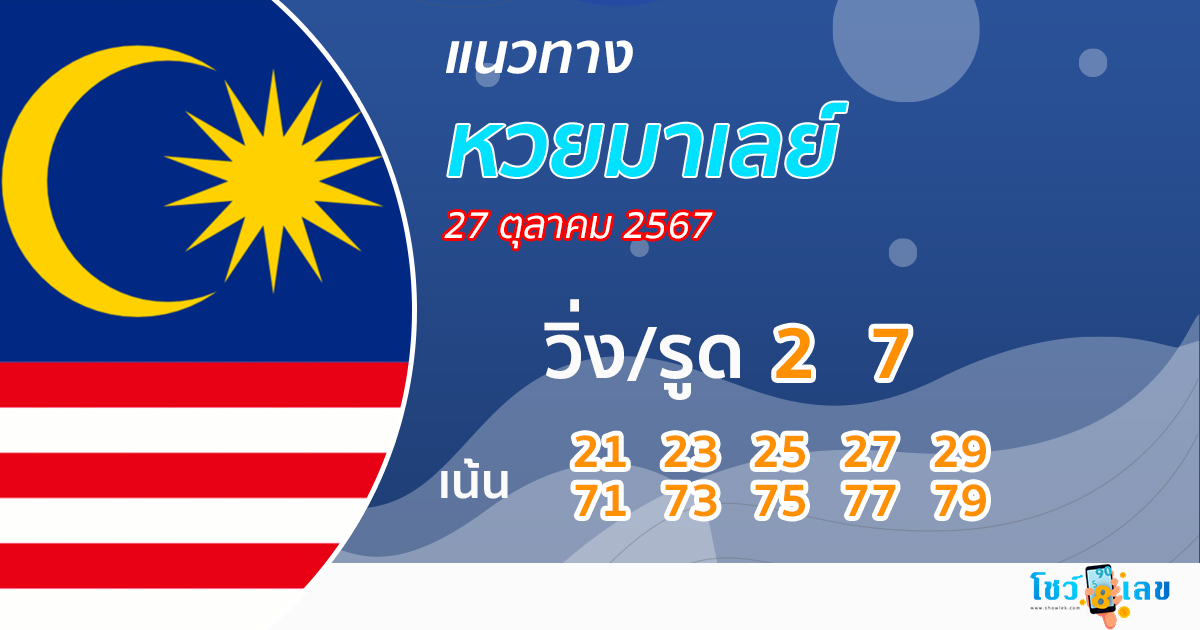แนวทางหวยมาเลย์ 27/10/67-''Malaysian lottery guidelines 27/10/67''
