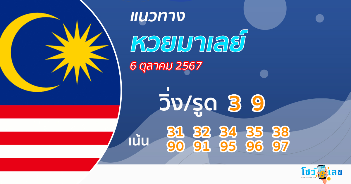 แนวทางหวยมาเลย์ 6/10/67 -"Malaysian lottery guidelines 6/10/67"