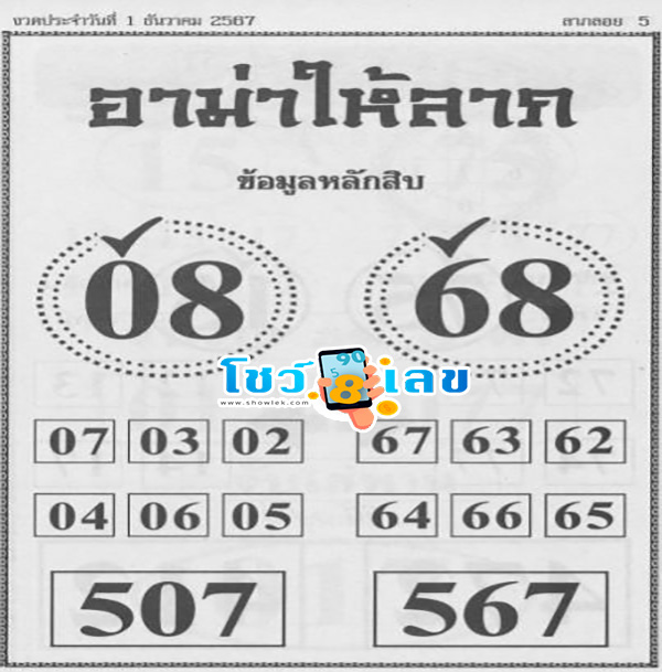 เลขอาม่าให้ลาภ 1 12 67-"Grandma's lucky number gives fortune."