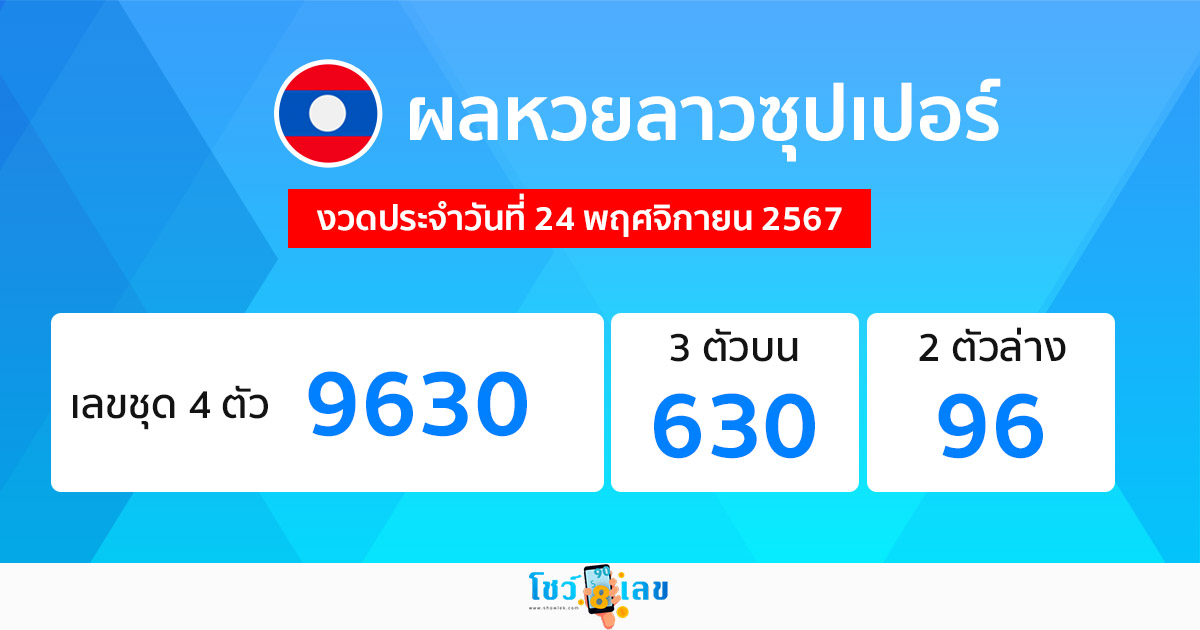 ผลหวยลาวซุปเปอร์ 24/11/67-"Lao Super Lottery results 24/11/67"