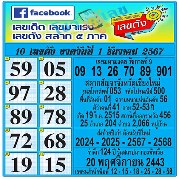สลาก 5 ภาค 1 12 67-"Lottery 5 Part"